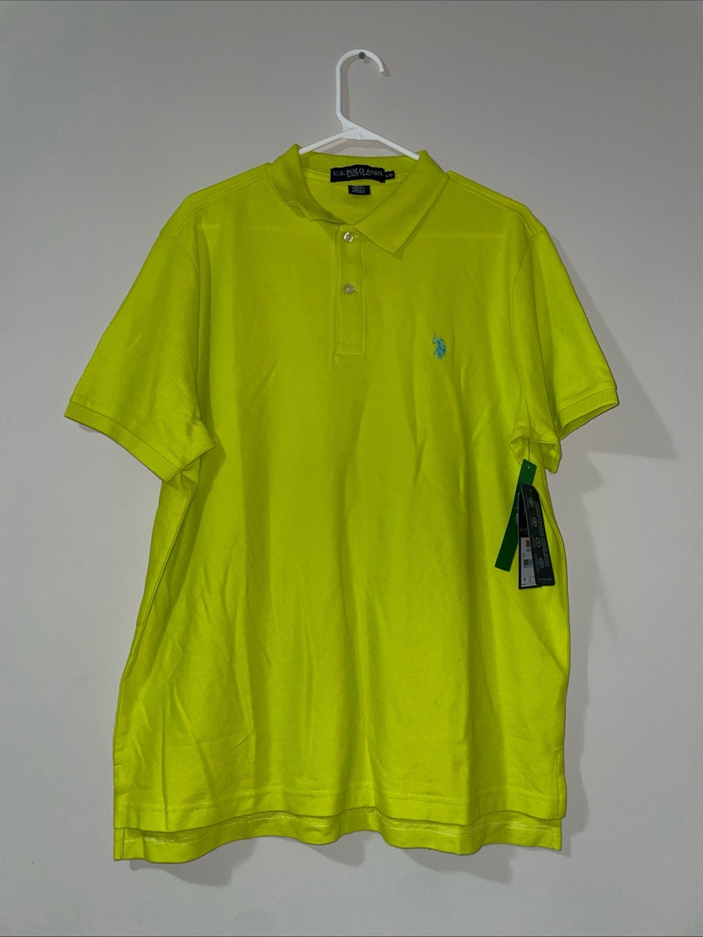 U.S. Polo Assn. Men’s Neon Yellow Polo with Contrast Logo